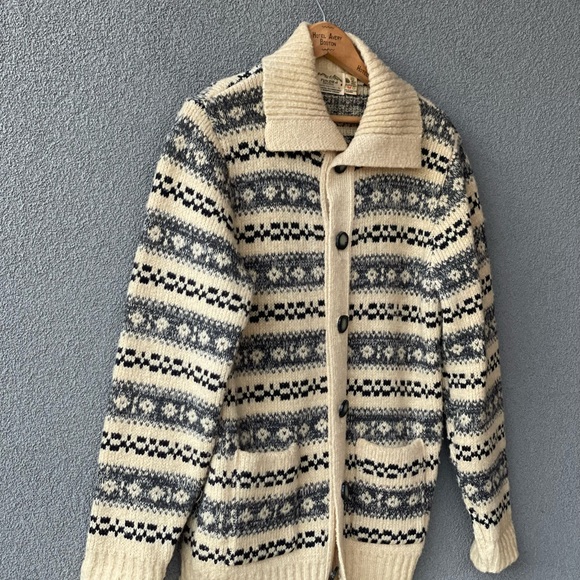 Tundra Wool Sweater, Pure Wool Cardigan, Size Small, Black, Grey, Beige Sweater, - Picture 10 of 12